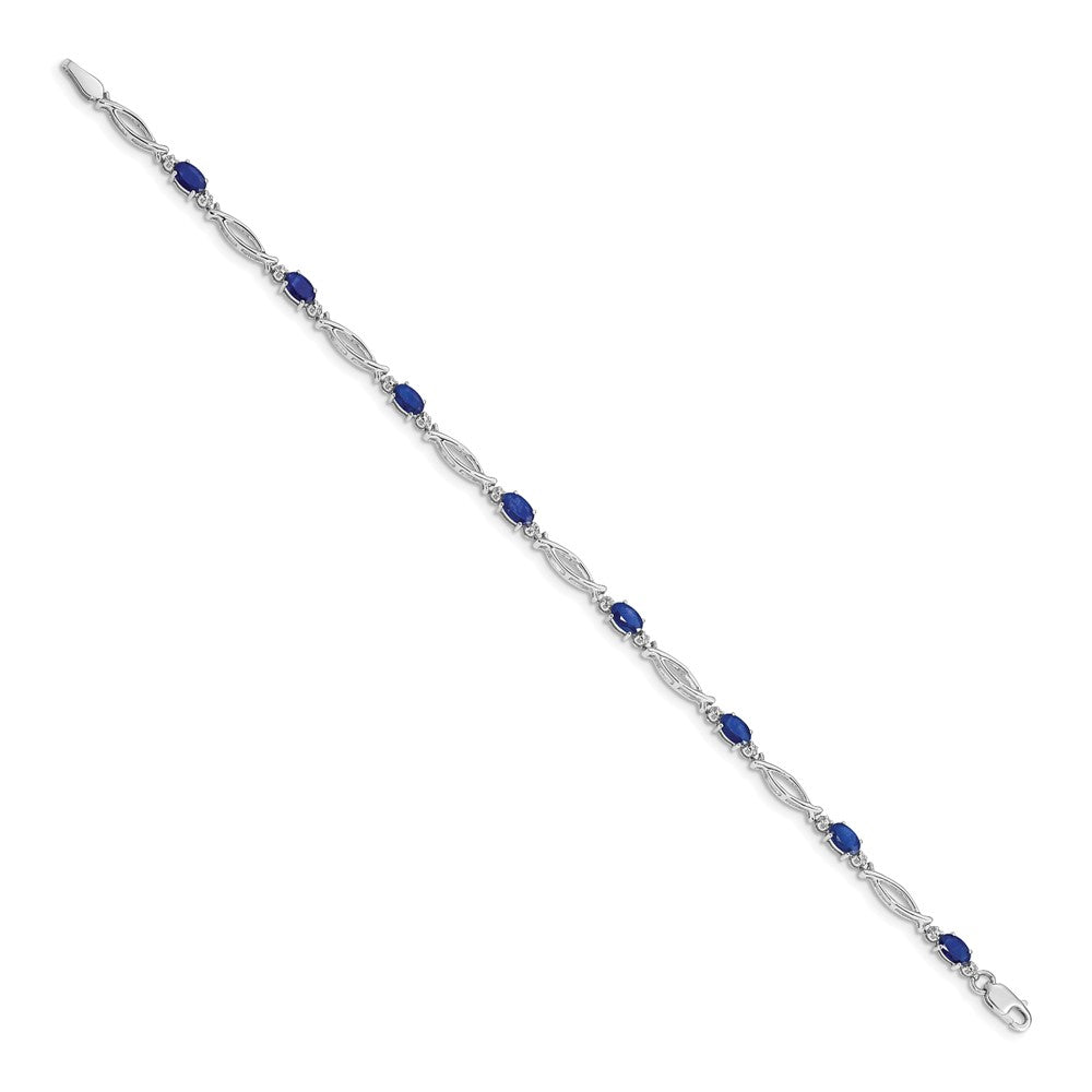 10K Weißgold Diamant und Saphir Armband