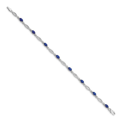10K Weißgold Diamant und Saphir Armband