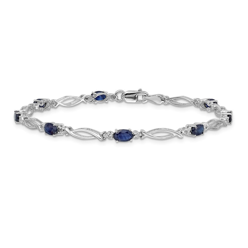10K Weißgold Diamant und Saphir Armband
