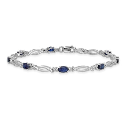 10K Weißgold Diamant und Saphir Armband