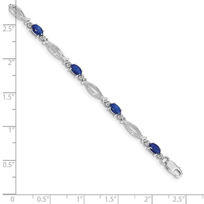10K Weißgold Diamant und Saphir Armband