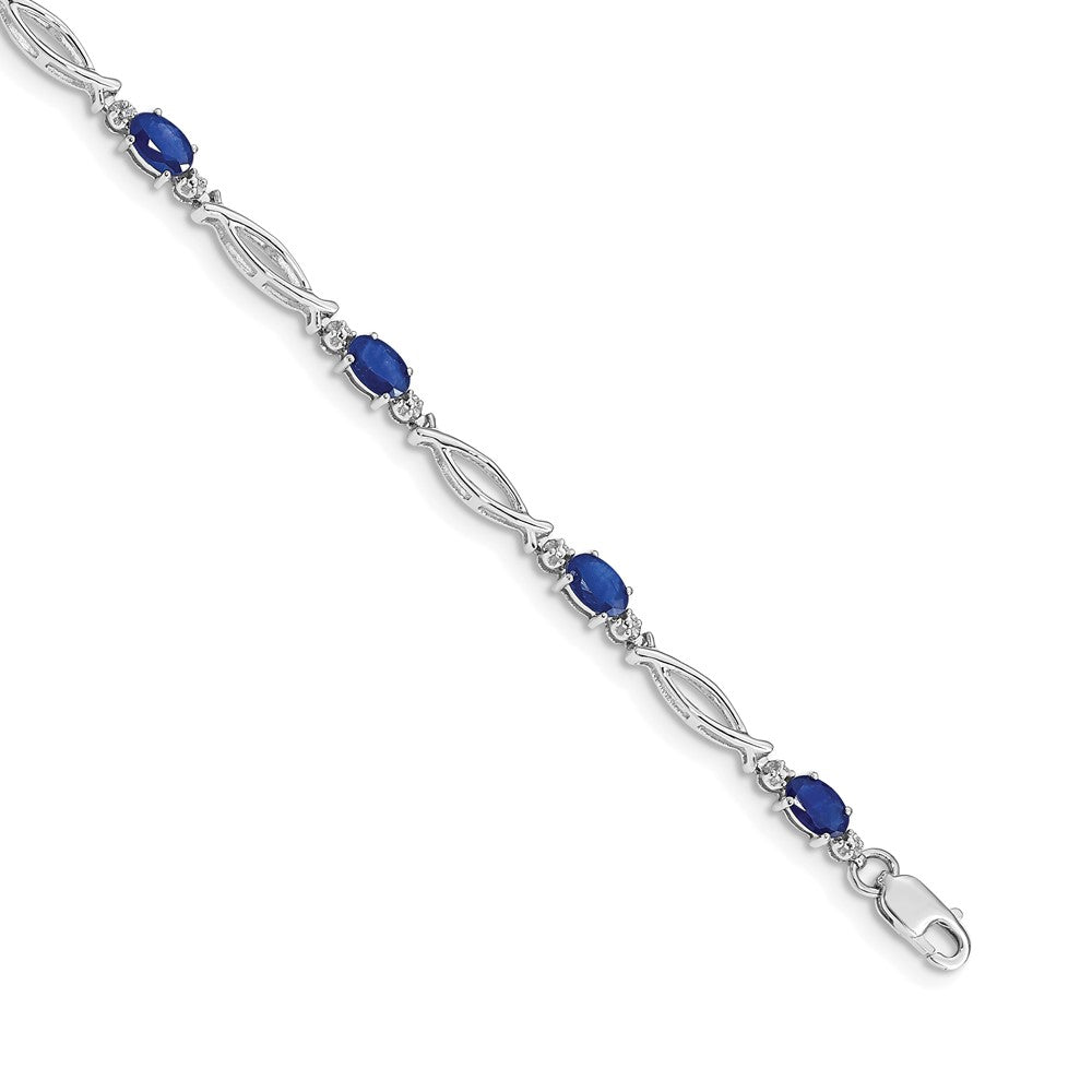10K Weißgold Diamant und Saphir Armband