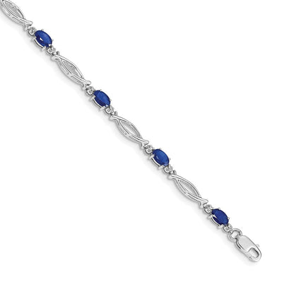 10K Weißgold Diamant und Saphir Armband