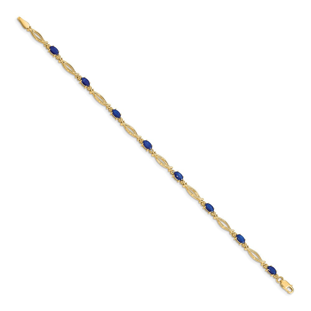 10K Gelbgold Diamant und Saphir Armband