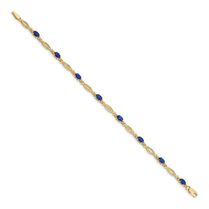 10K Gelbgold Diamant und Saphir Armband