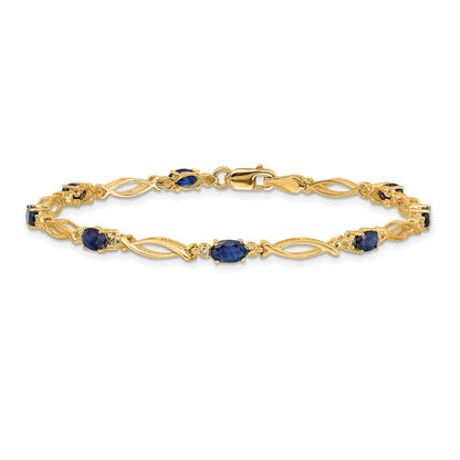 10K Gelbgold Diamant und Saphir Armband