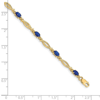 10K Gelbgold Diamant und Saphir Armband