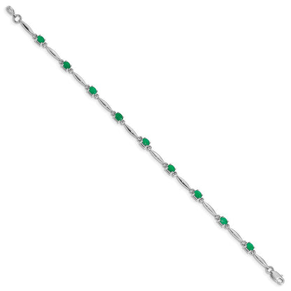 10K Weißgold Diamant und Smaragd Armband