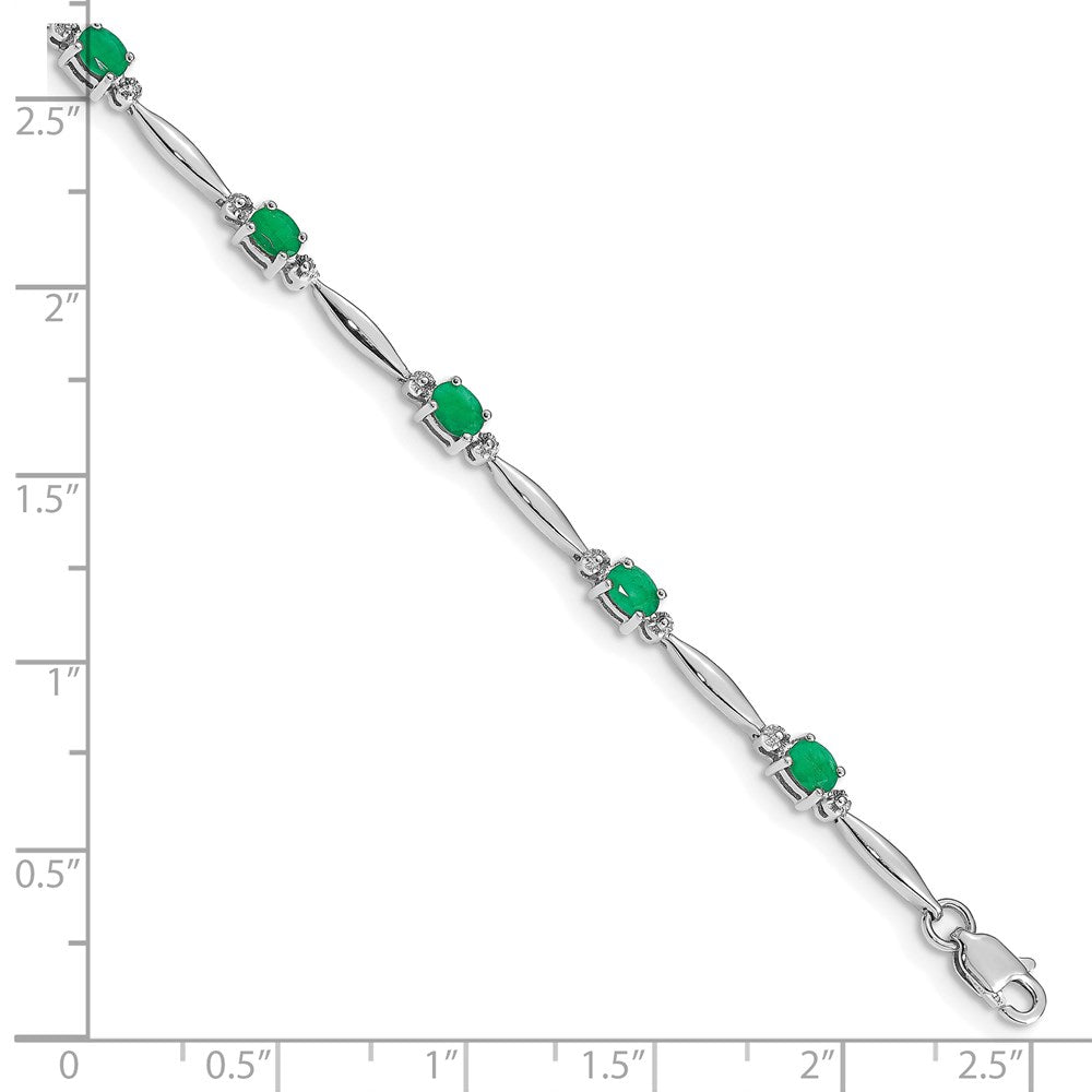 10K Weißgold Diamant und Smaragd Armband