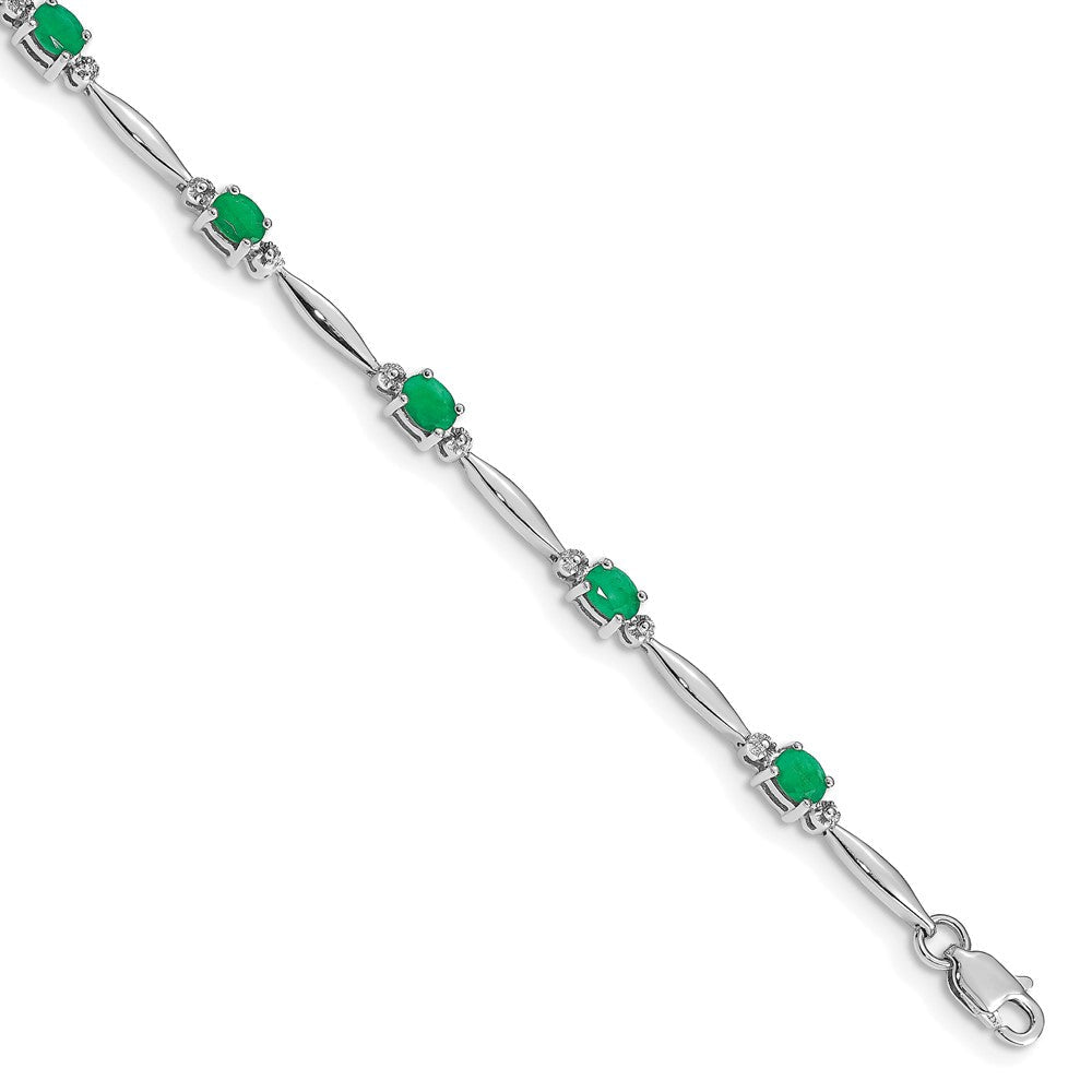 10K Weißgold Diamant und Smaragd Armband