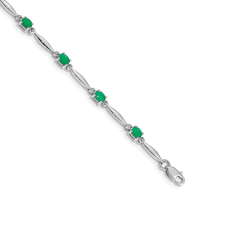 Armband aus 14K Gelbgold mit natürlichen Smaragden und Diamanten