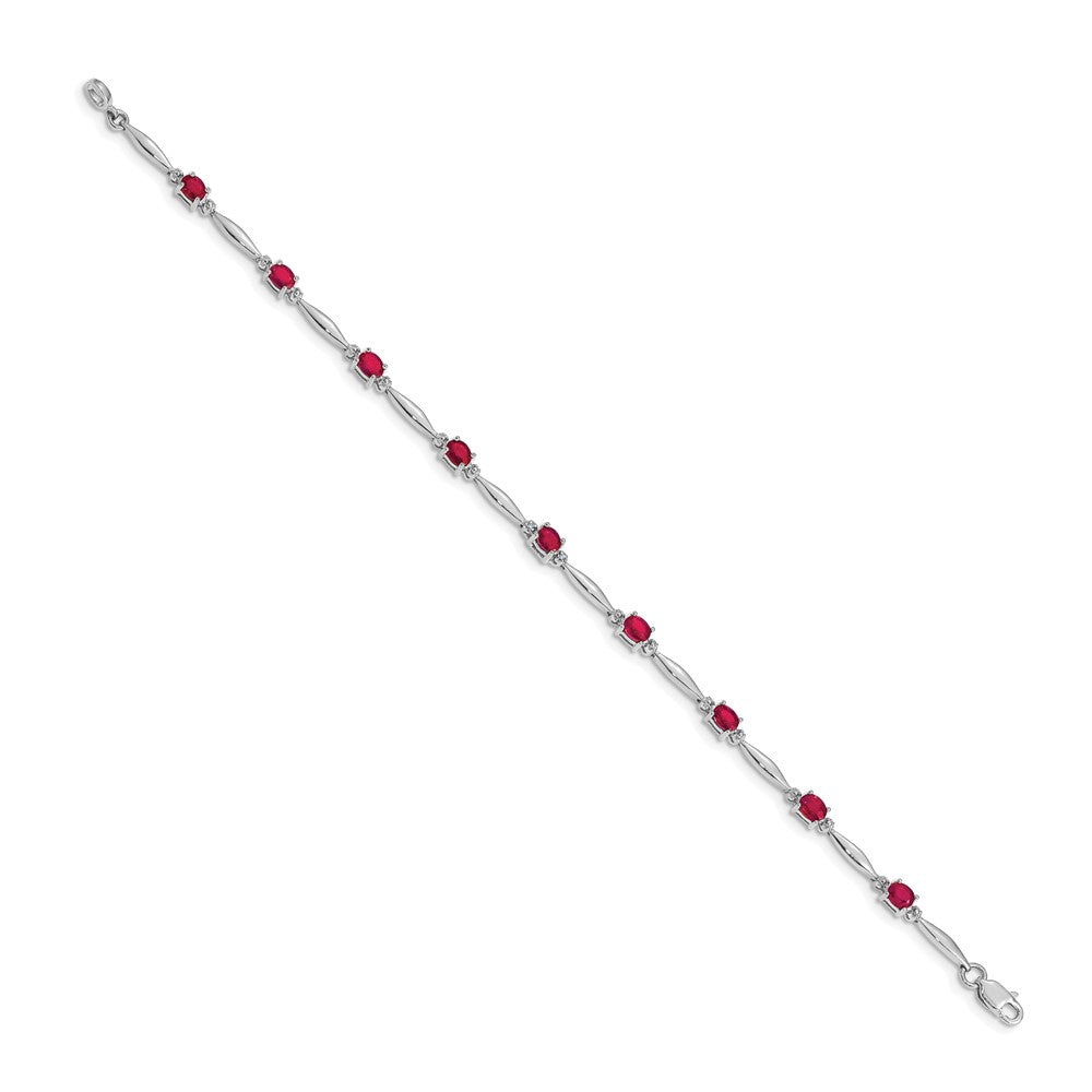 10K Weißgold Diamant und Rubin Armband