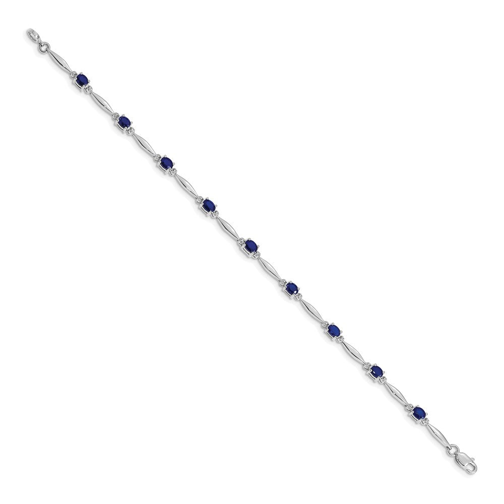 10K Weißgold Diamant und Saphir Armband