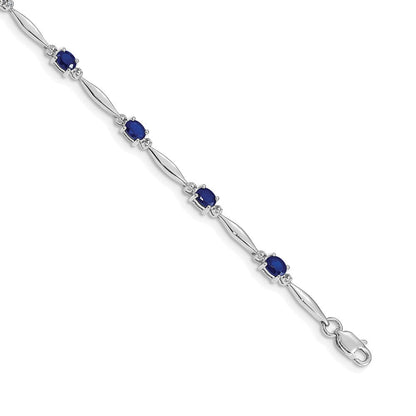 10K Weißgold Diamant und Saphir Armband