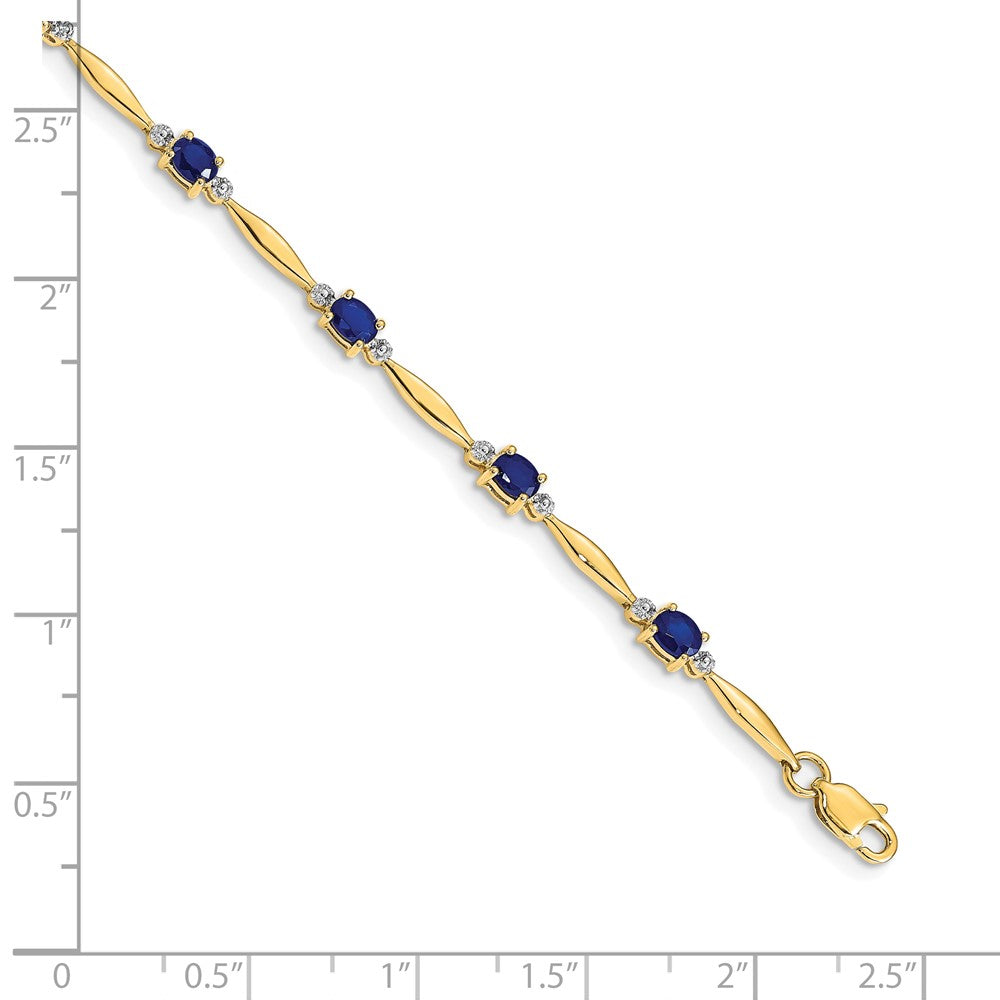 10K Gelbgold Diamant und Oval Saphir Armband