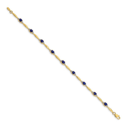 14 Karat Gelbgold Armband mit natürlichen Diamanten und ovalen Saphiren
