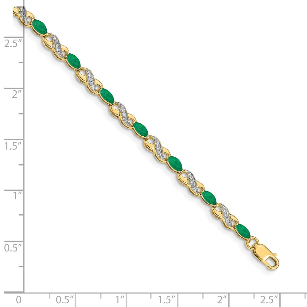 10K Gelbgold Diamant und Smaragd Unendlichkeit Armband