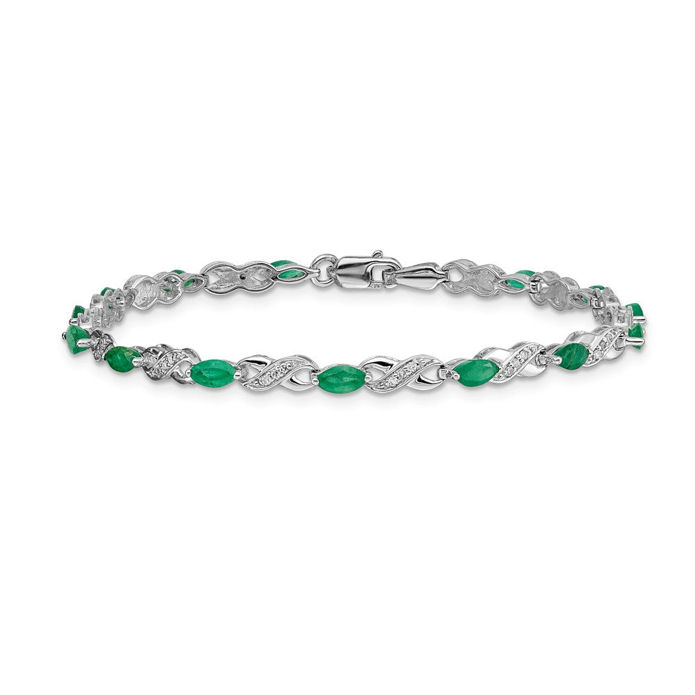 14K Gelbgold Armband mit natürlichen Smaragden und Diamanten