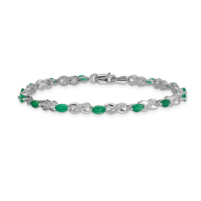 14K Gelbgold Armband mit natürlichen Smaragden und Diamanten