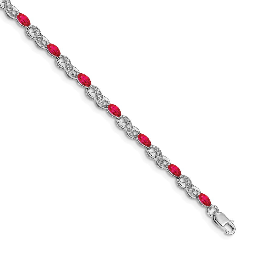 14K Gelbgold Armband mit Infinity-Motiv, natürlichen Rubinen und Diamanten
