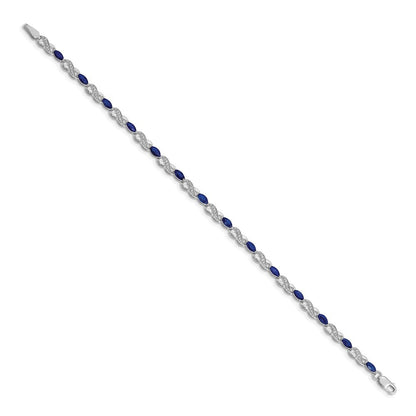 10K Weißgold Diamant und Saphir Unendlichkeit Armband