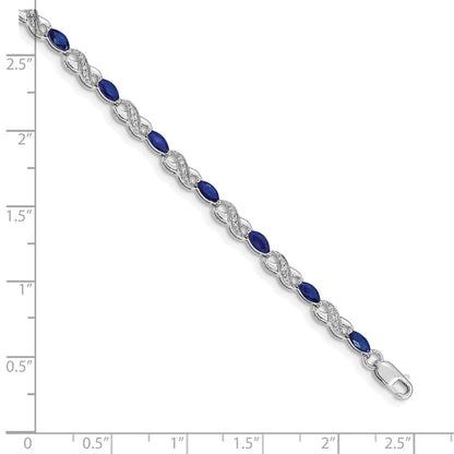 10K Weißgold Diamant und Saphir Unendlichkeit Armband