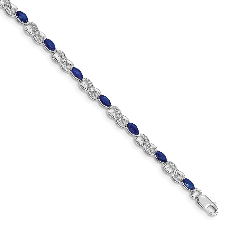 10K Weißgold Diamant und Saphir Unendlichkeit Armband