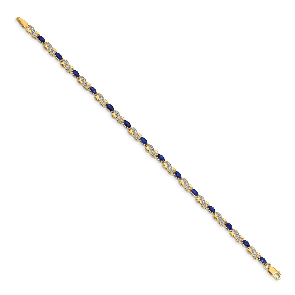 10K Gelbgold Diamant und Saphir Unendlichkeit Armband
