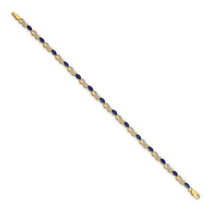 10K Gelbgold Diamant und Saphir Unendlichkeit Armband