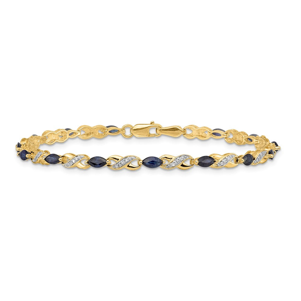 10K Gelbgold Diamant und Saphir Unendlichkeit Armband