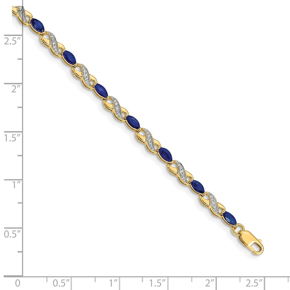 10K Gelbgold Diamant und Saphir Unendlichkeit Armband