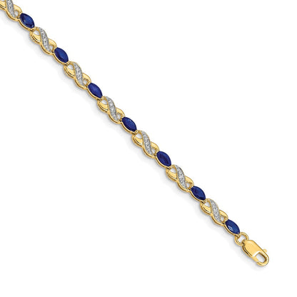 10K Gelbgold Diamant und Saphir Unendlichkeit Armband