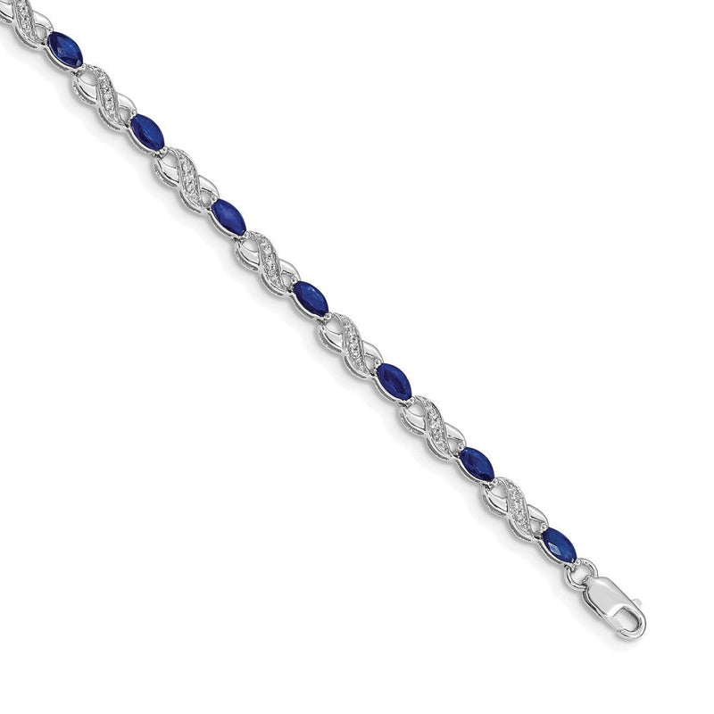 14K Gelbgold-Armband mit Infinity-Design, Diamanten und Saphiren