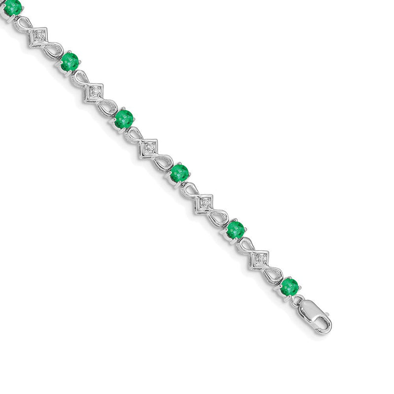14K Gelbgold Armband mit natürlichen Smaragden und Diamanten