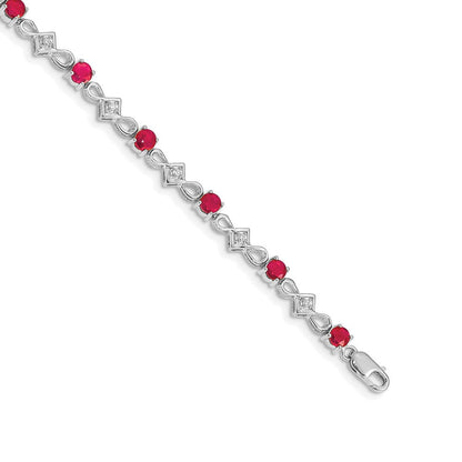 14K Gelbgold Armband mit natürlichen Rubinen und Diamanten