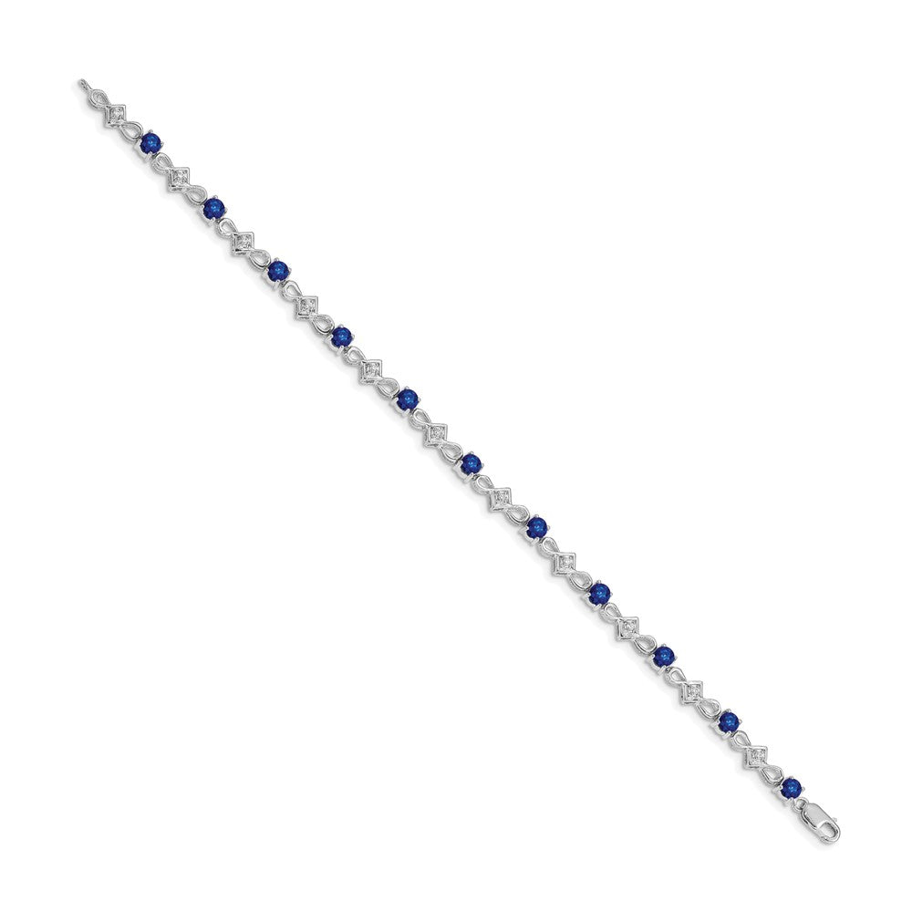 10K Weißgold Diamant und Saphir Armband