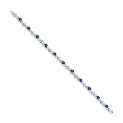10K Weißgold Diamant und Saphir Armband