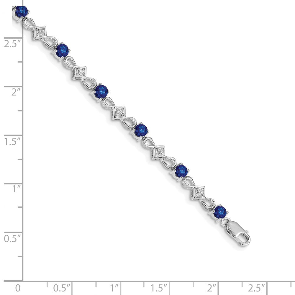 10K Weißgold Diamant und Saphir Armband