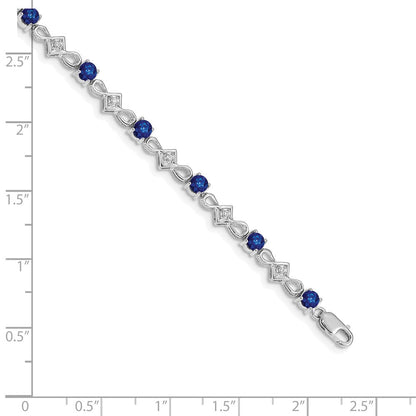 10K Weißgold Diamant und Saphir Armband