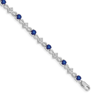 10K Weißgold Diamant und Saphir Armband