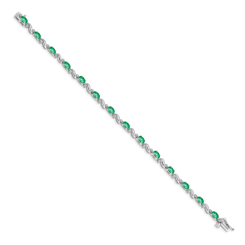 10K Weißgold Diamant und Smaragd Armband
