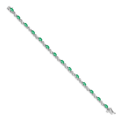 10K Weißgold Diamant und Smaragd Armband