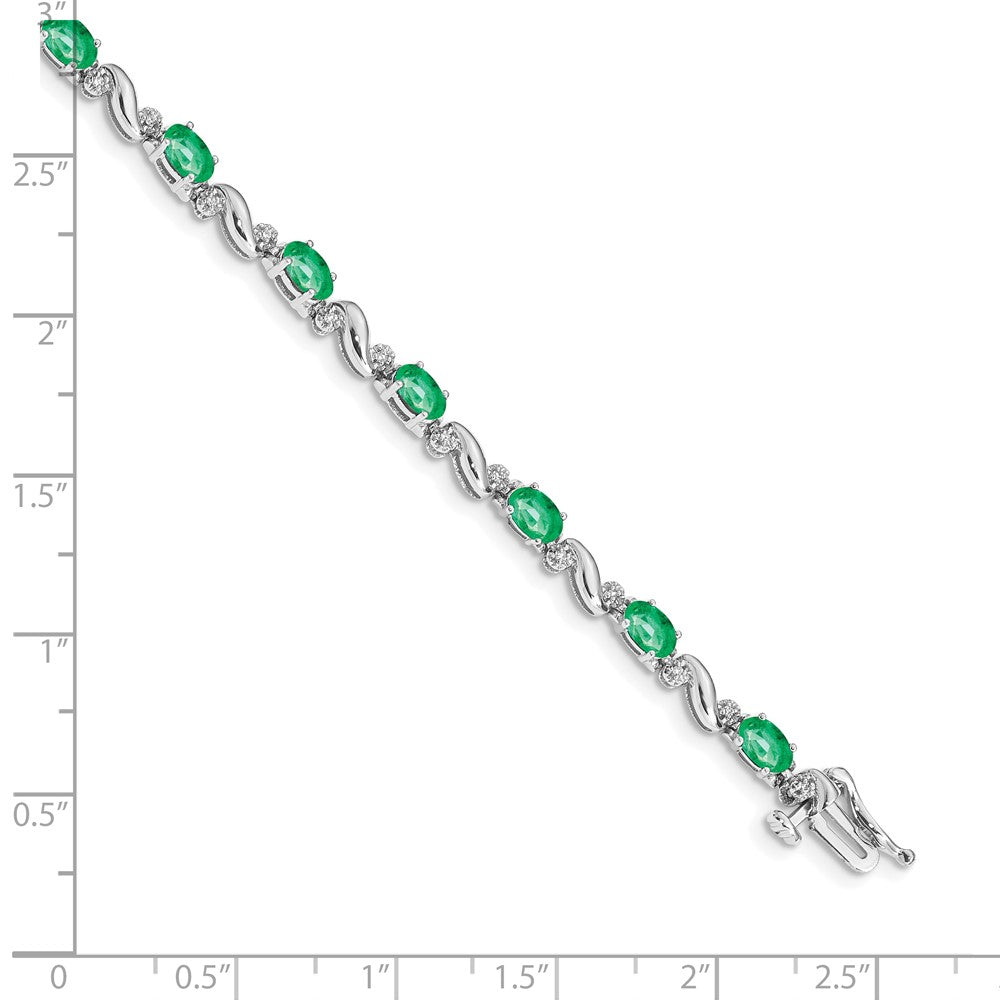 10K Weißgold Diamant und Smaragd Armband