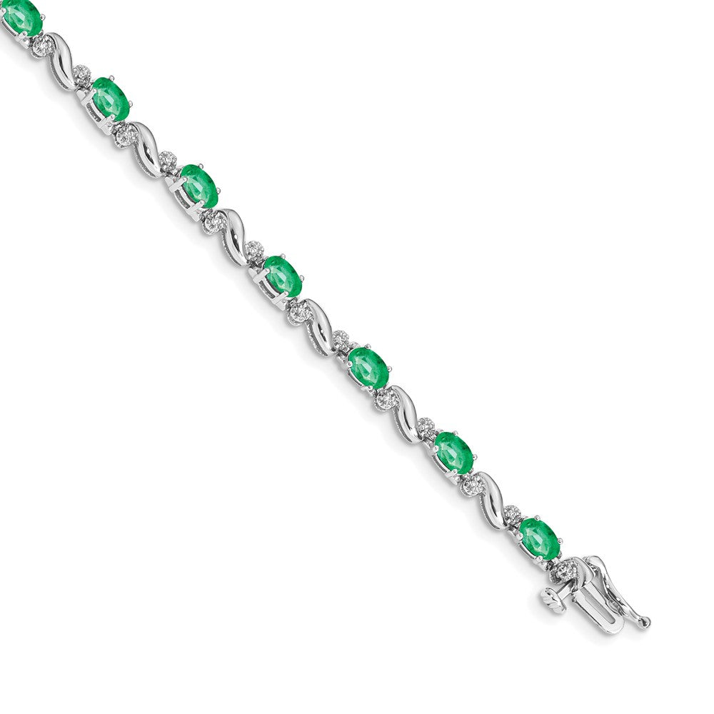 10K Weißgold Diamant und Smaragd Armband