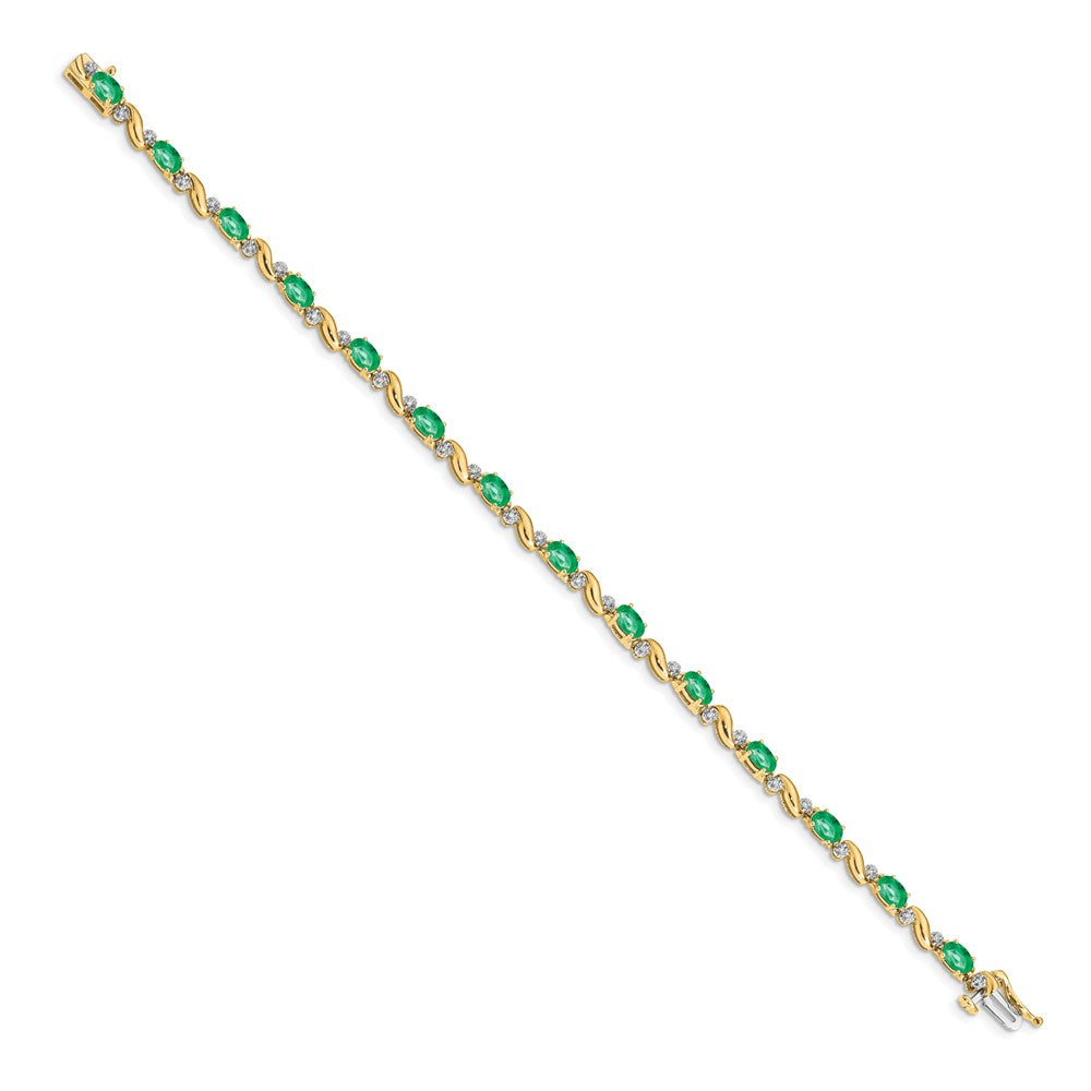 10K Gelbgold Diamant und Smaragd Armband