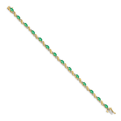 10K Gelbgold Diamant und Smaragd Armband