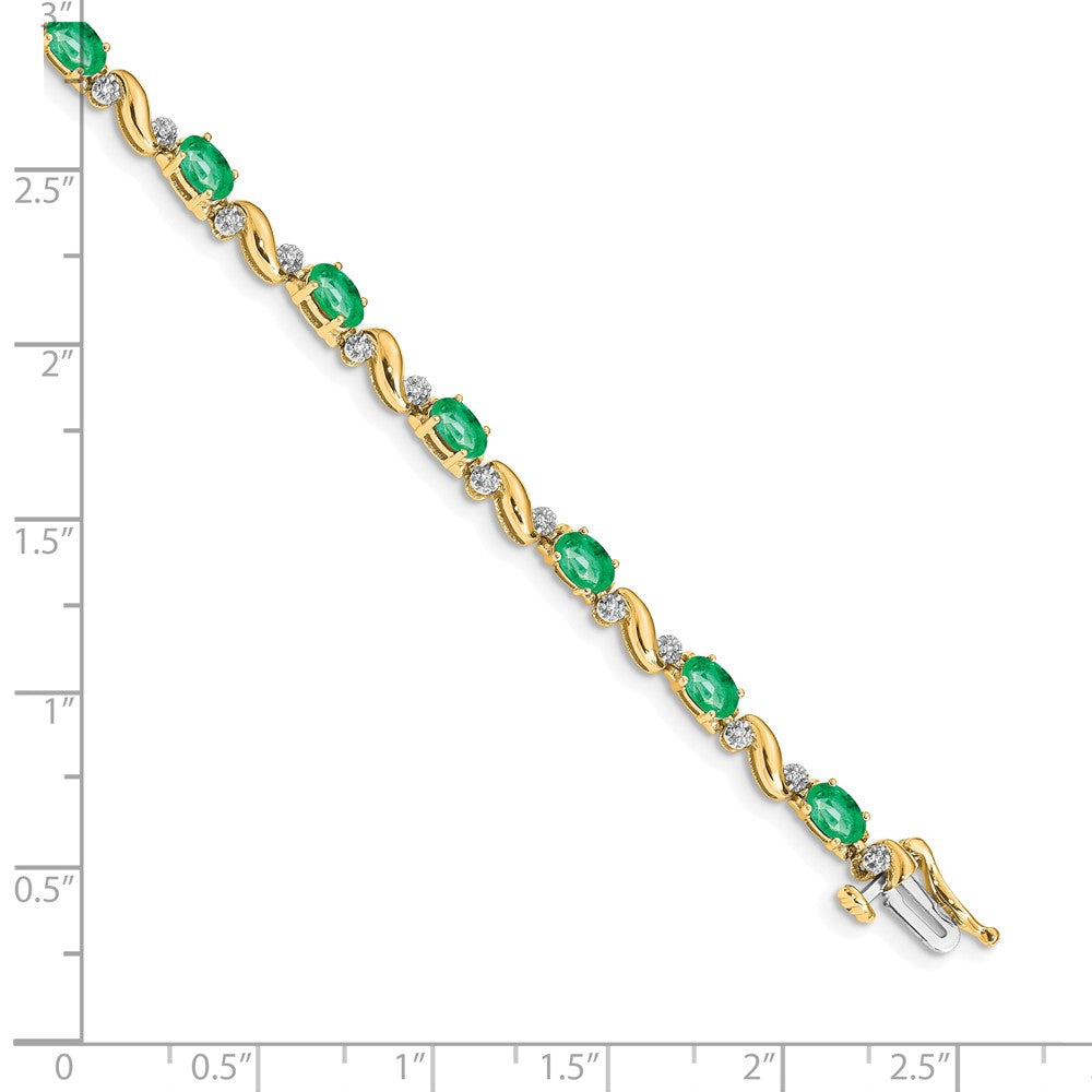 10K Gelbgold Diamant und Smaragd Armband