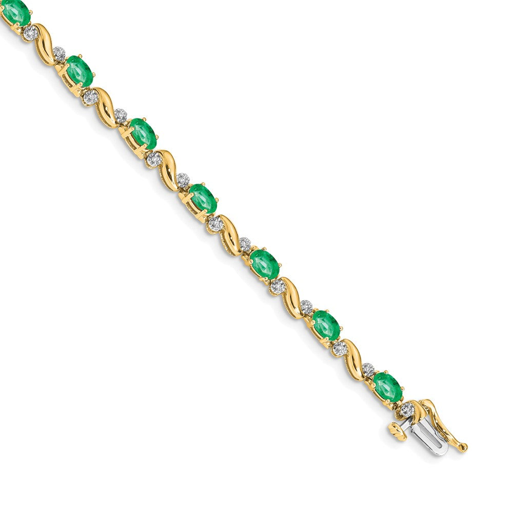 10K Gelbgold Diamant und Smaragd Armband