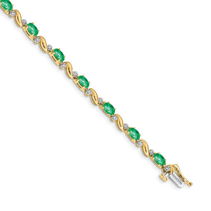10K Gelbgold Diamant und Smaragd Armband