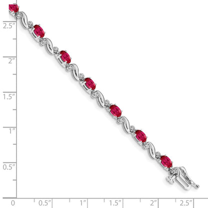 10K Weißgold Diamant und Rubin Armband